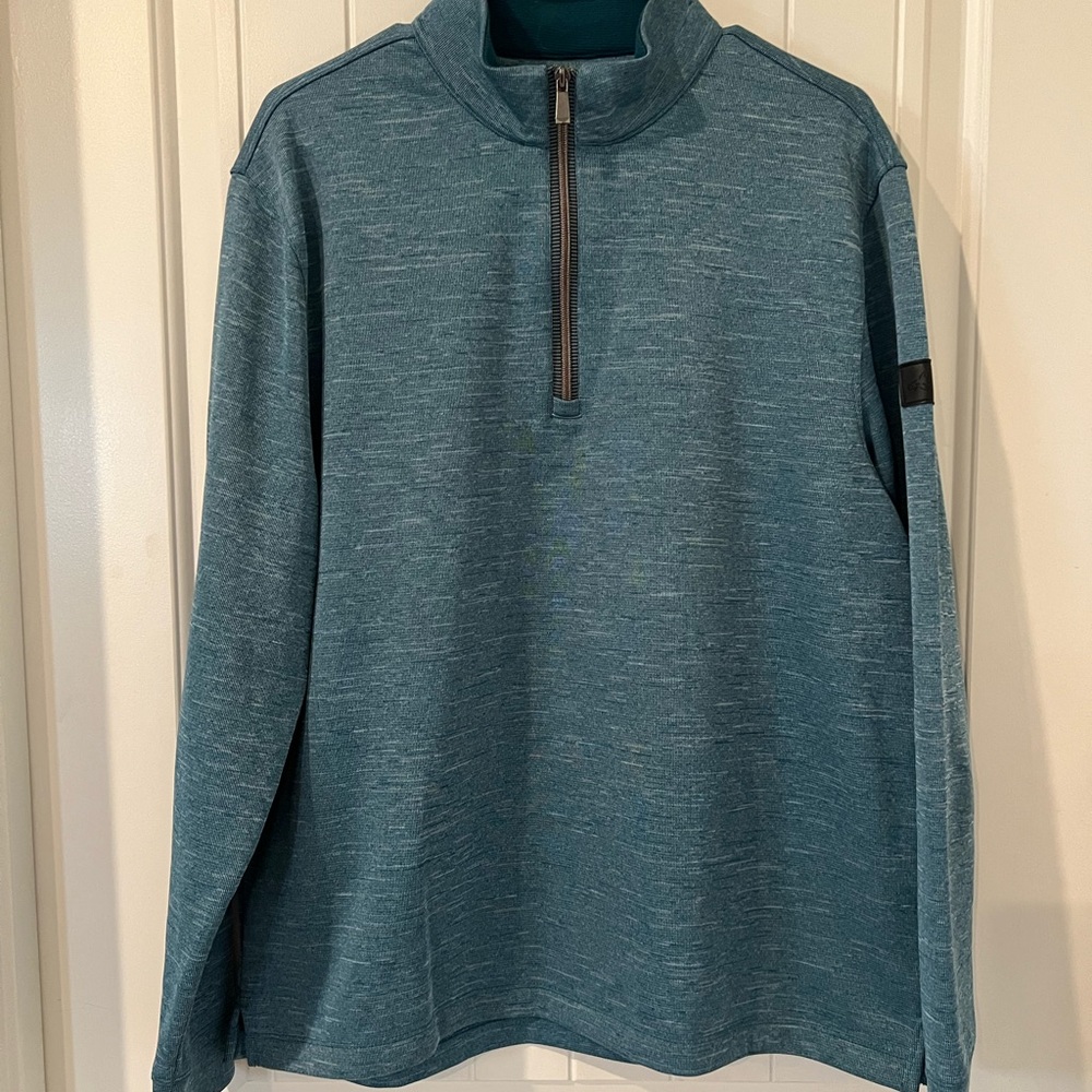 Greg Norman Collection Teal Zip-Up Sweater